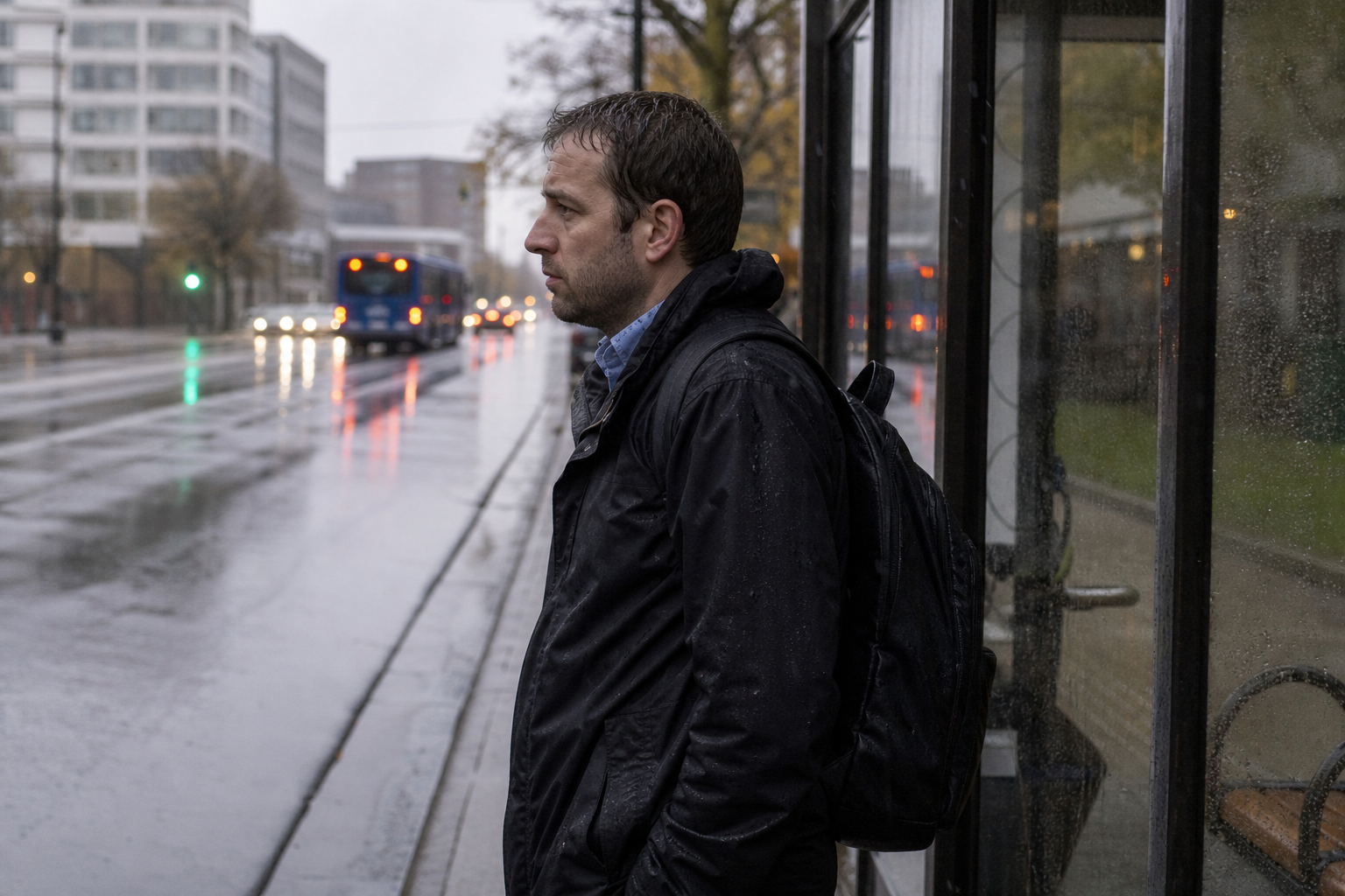 Navigation App Takes Mental Health Day As Man Stands In Rain Waiting For Bus