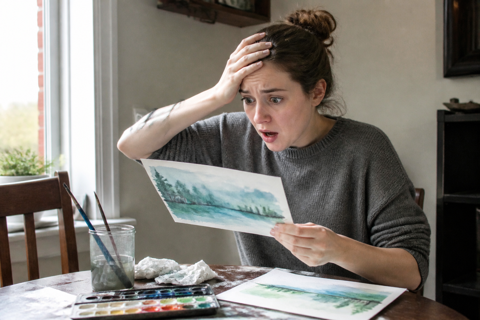 Local Woman Shocked to Discover Watercolor Painting Requires Practice