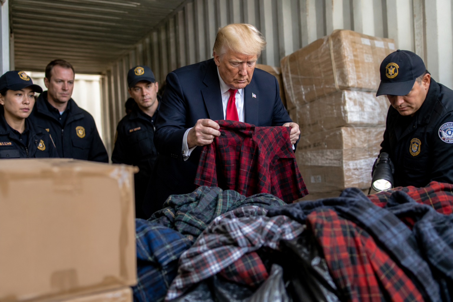 Trump Bans Canadian Goods, Personally Vows To Find Every Last Sneaky Flannel Shirt