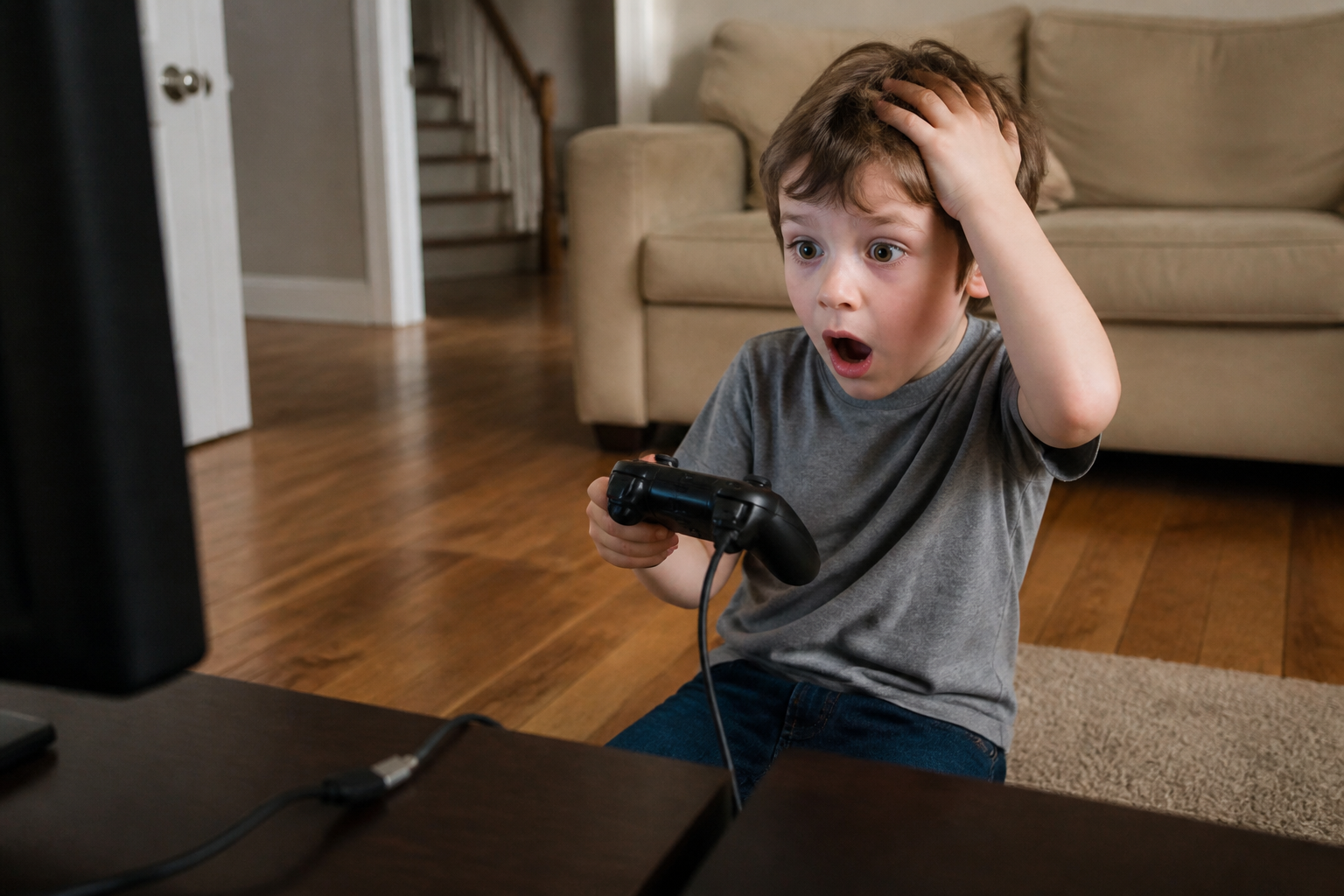 Boy, 5, Realizes Controller Was Not Plugged In This Entire Time